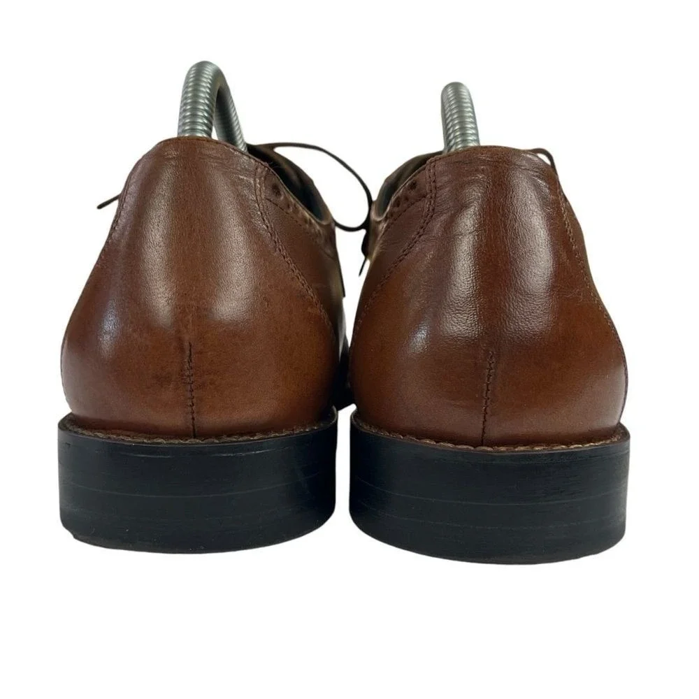Stacy Adams Garrison Wingtip Oxford Brogue Leather Dress Shoes Cognac Formal 7.5